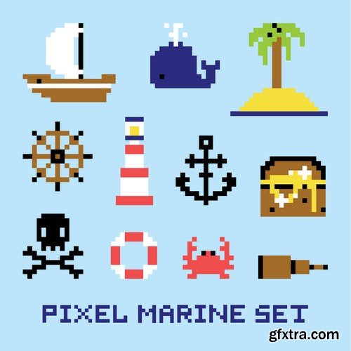 Stock Vectors - Pixel art, 25xEPS