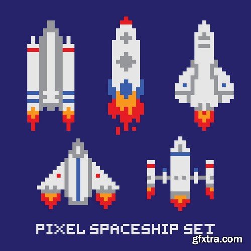 Stock Vectors - Pixel art, 25xEPS