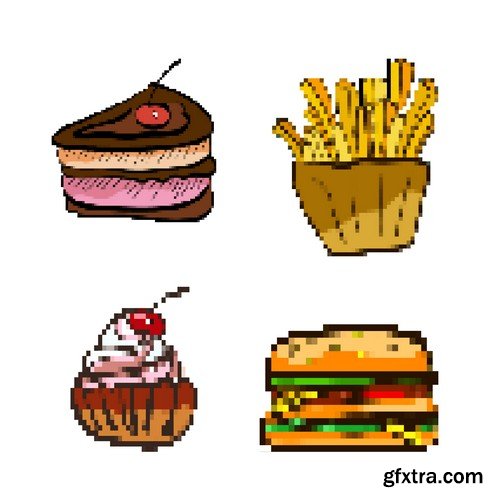 Stock Vectors - Pixel art, 25xEPS