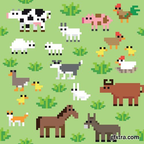 Stock Vectors - Pixel art, 25xEPS