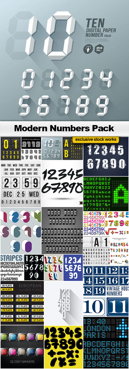 Modern Numbers Pack - 24x EPS