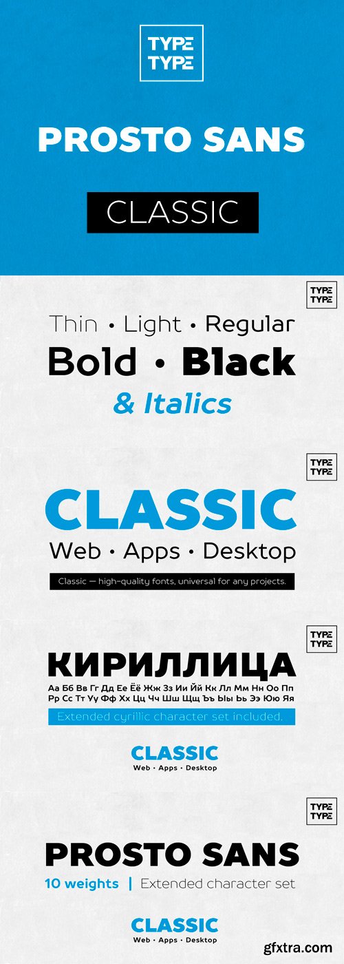 TT Prosto Sans Font Family - 10 Fonts for $80