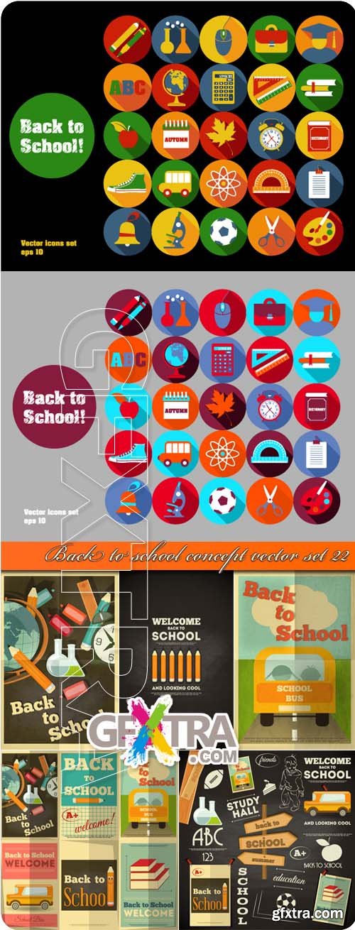 Back to school concept vector set 22