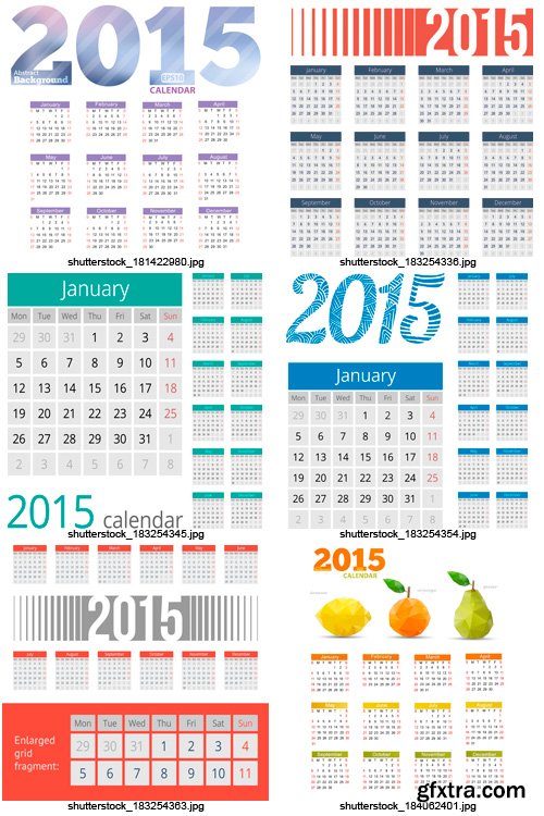 Amazing SS - 2015 Calendar Templates, 25xEPS