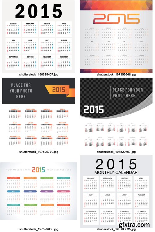 Amazing SS - 2015 Calendar Templates, 25xEPS