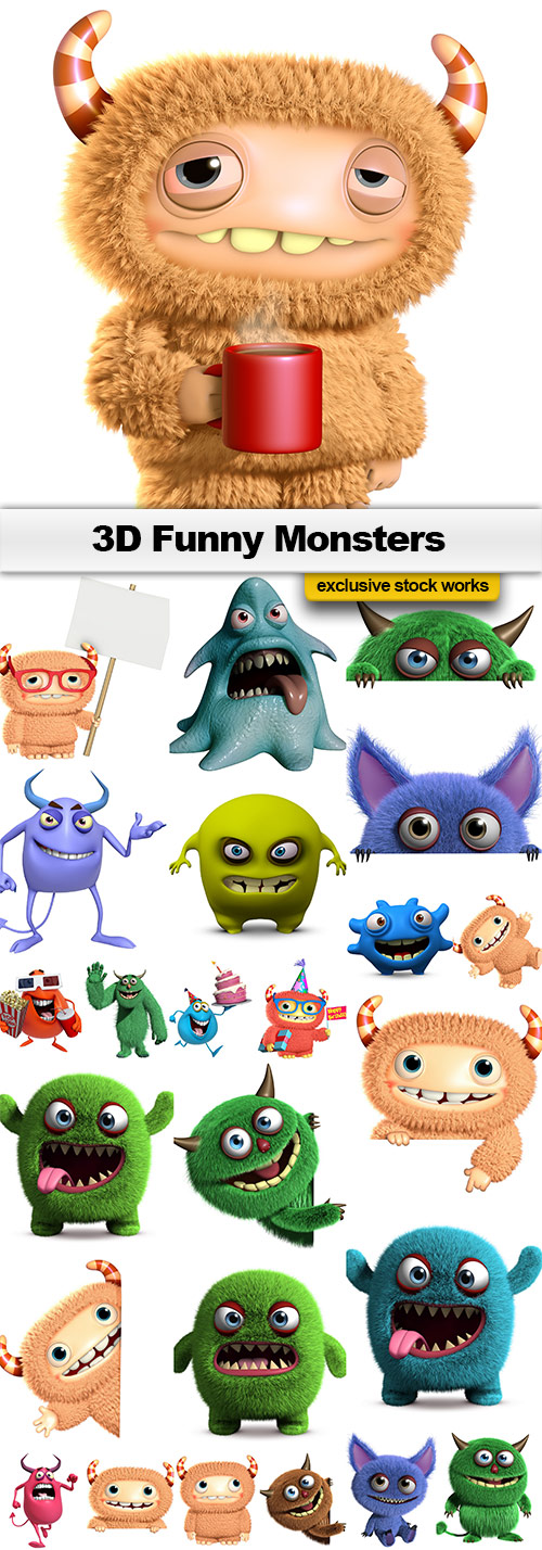 3D Funny Monsters - 25x JPEGs