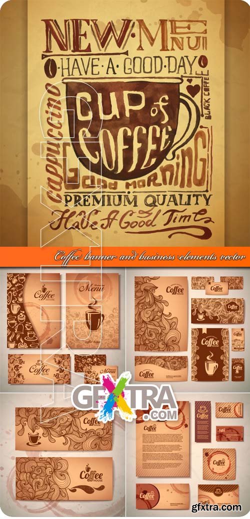 Coffee banner and business elements vector