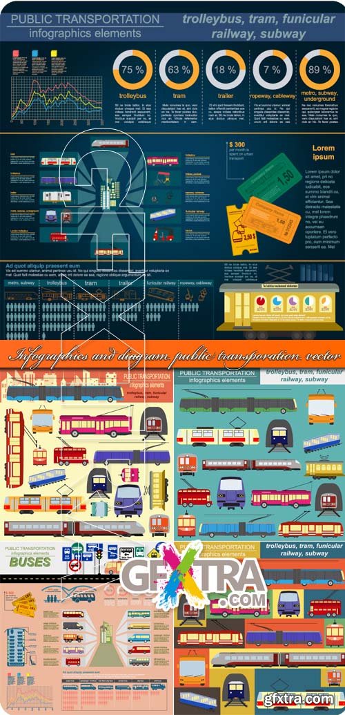 Infographics and diagram public transporation vector