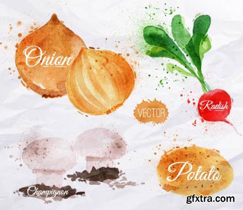 Watercolor Food - 25x EPS