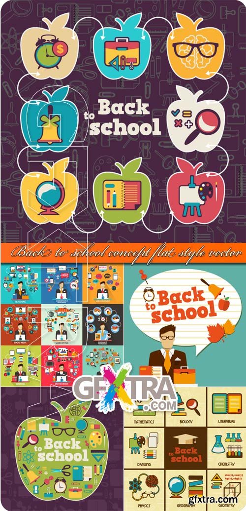 Back to school concept flat style vector