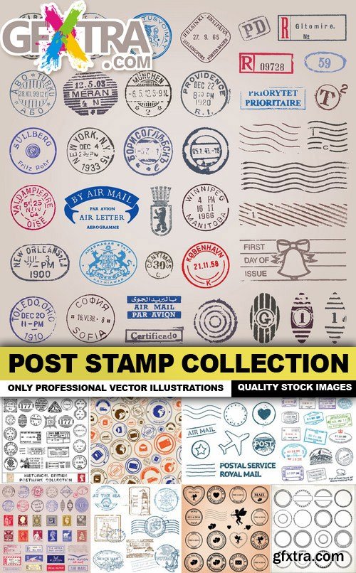 Post Stamp Collection - 25 Vector