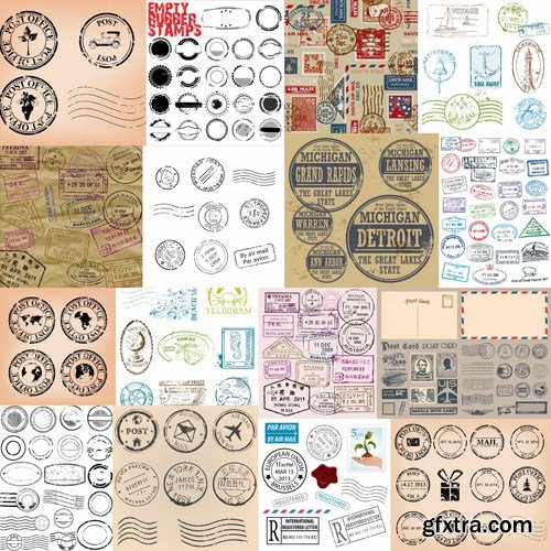 Post Stamp Collection - 25 Vector