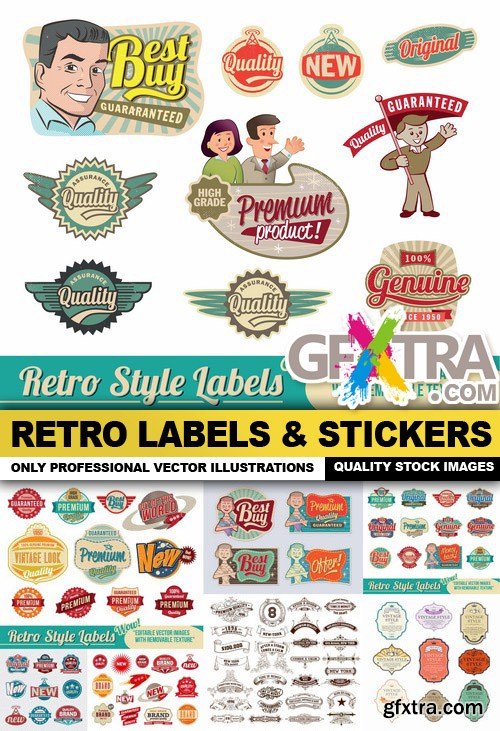 Retro Labels &amp; Stickers - 25 Vector