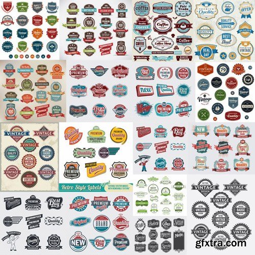 Retro Labels &amp; Stickers - 25 Vector