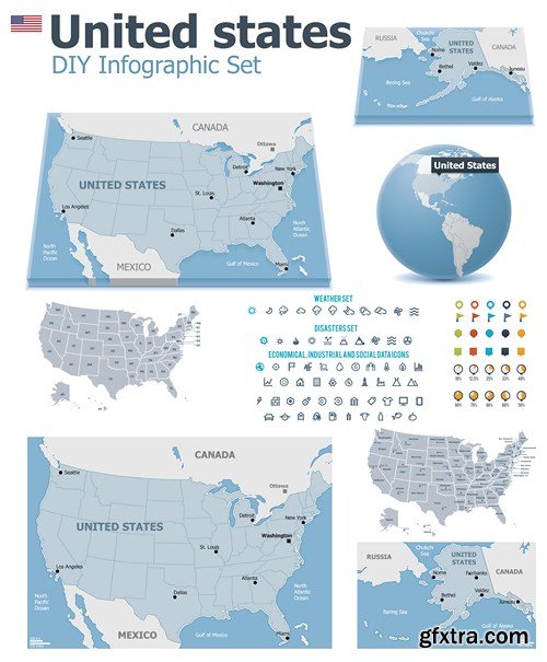 World Maps and Infographics 2, 25xEPS