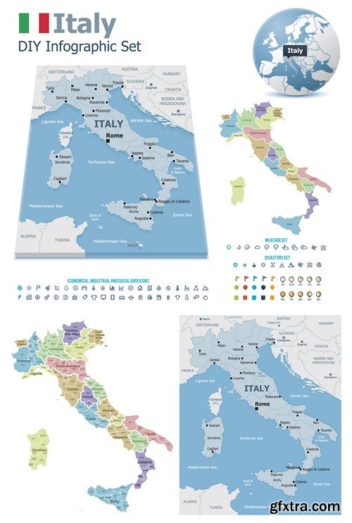 World Maps and Infographics 2, 25xEPS