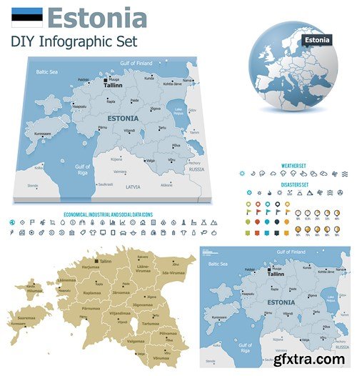 World Maps and Infographics 2, 25xEPS