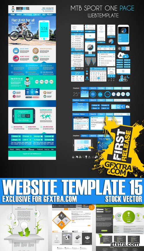 Stock Vectors - Website template 15, 25xEPS