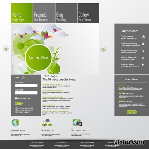 Stock Vectors - Website template 15, 25xEPS