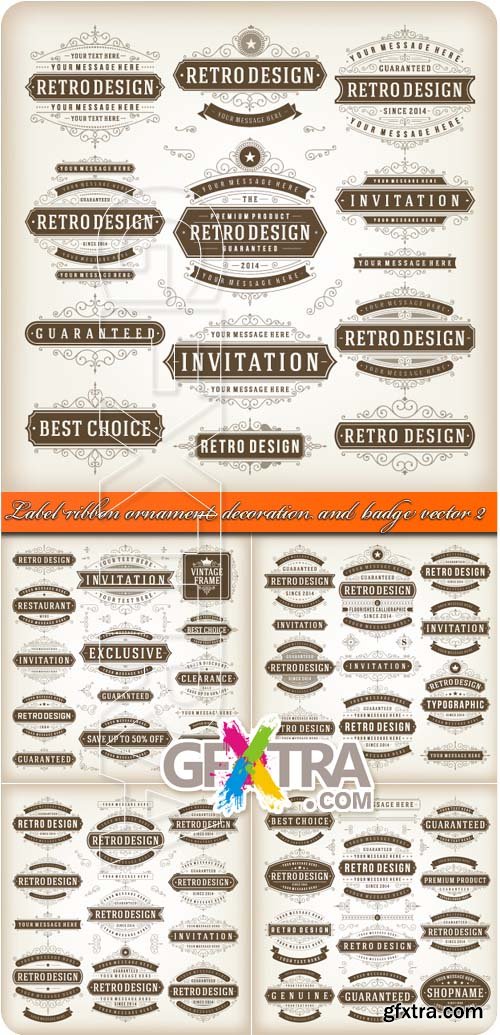 Label ribbon ornament decoration and badge vector 2