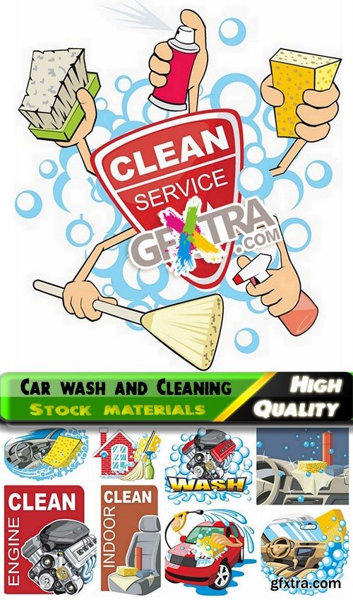 Car wash and Cleaning elements in vector from stock - 25 Eps