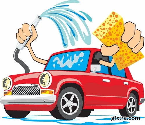 Car wash and Cleaning elements in vector from stock - 25 Eps