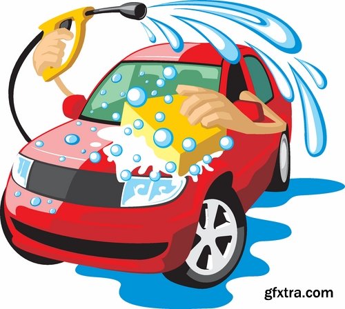 Car wash and Cleaning elements in vector from stock - 25 Eps