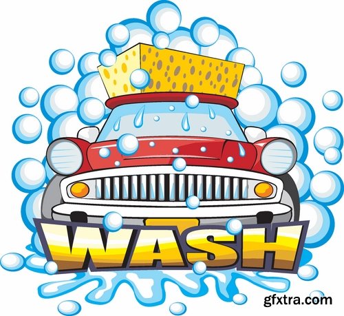 Car wash and Cleaning elements in vector from stock - 25 Eps