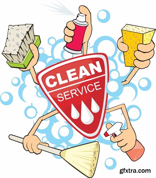 Car wash and Cleaning elements in vector from stock - 25 Eps