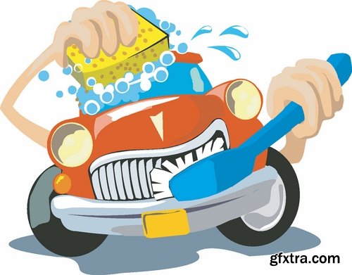 Car wash and Cleaning elements in vector from stock - 25 Eps