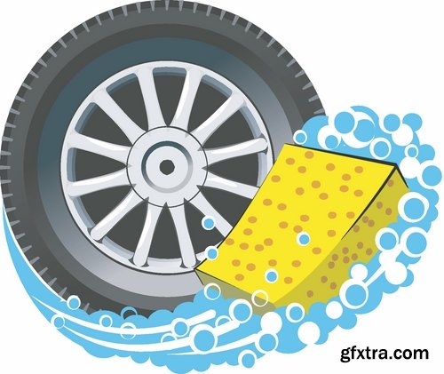 Car wash and Cleaning elements in vector from stock - 25 Eps