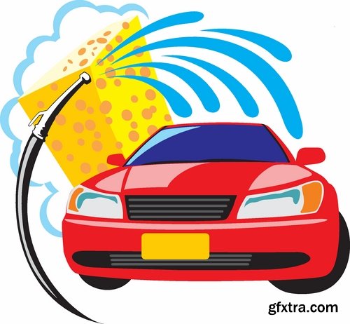 Car wash and Cleaning elements in vector from stock - 25 Eps