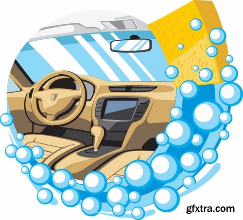 Car wash and Cleaning elements in vector from stock - 25 Eps