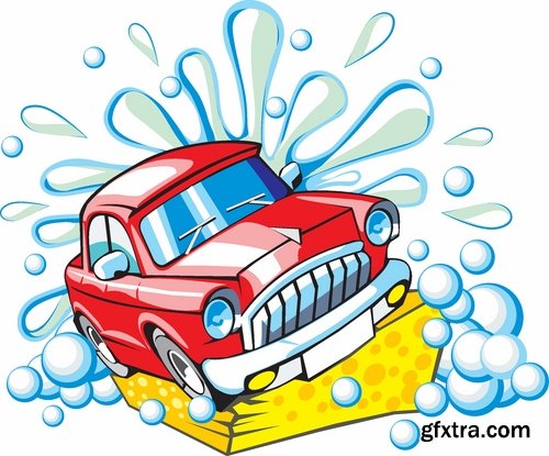 Car wash and Cleaning elements in vector from stock - 25 Eps