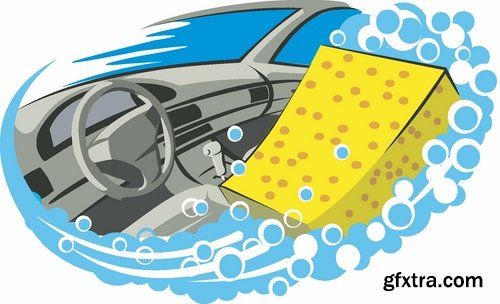 Car wash and Cleaning elements in vector from stock - 25 Eps