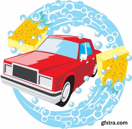 Car wash and Cleaning elements in vector from stock - 25 Eps