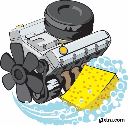 Car wash and Cleaning elements in vector from stock - 25 Eps