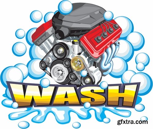 Car wash and Cleaning elements in vector from stock - 25 Eps