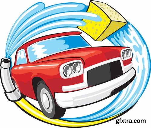 Car wash and Cleaning elements in vector from stock - 25 Eps