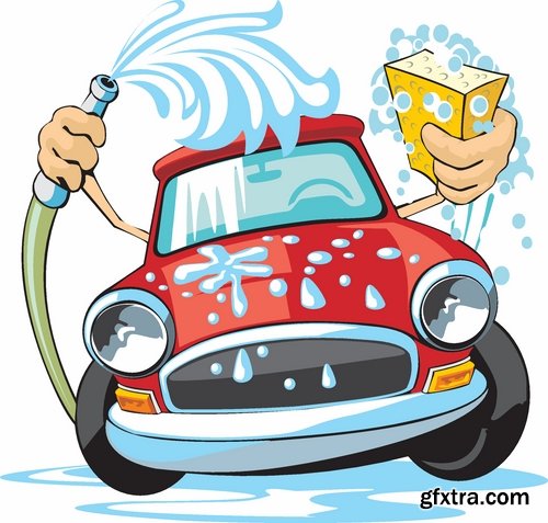 Car wash and Cleaning elements in vector from stock - 25 Eps