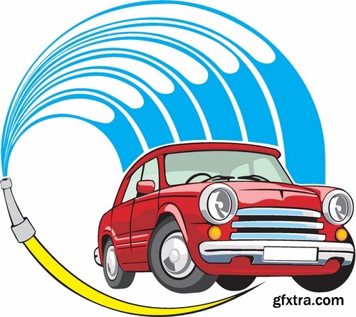 Car wash and Cleaning elements in vector from stock - 25 Eps