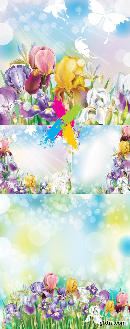 Summer Flowers Backgrounds Vector