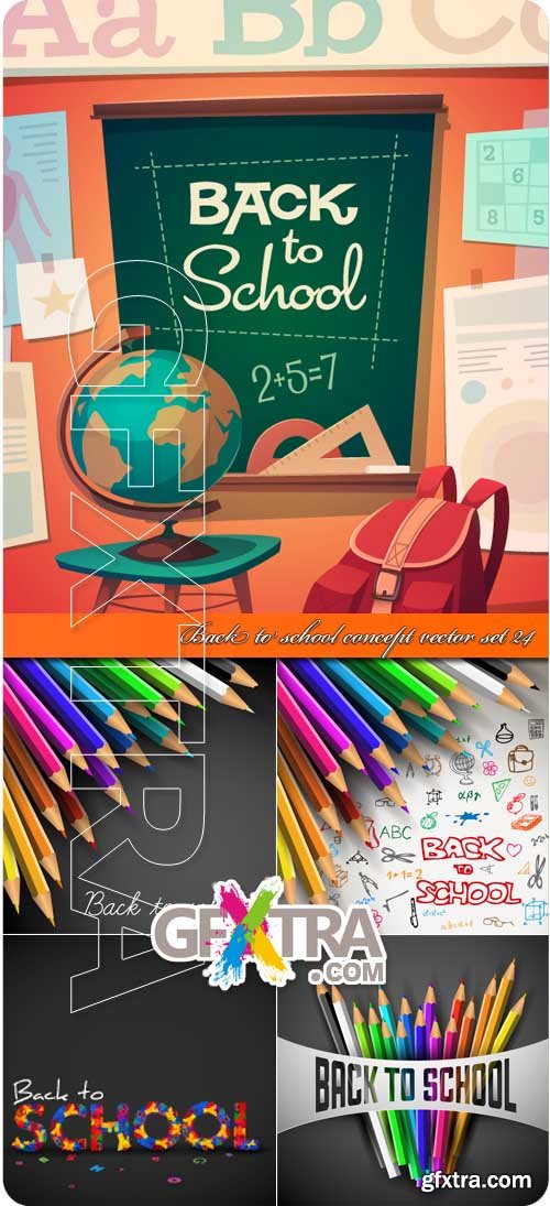 Back to school concept vector set 24