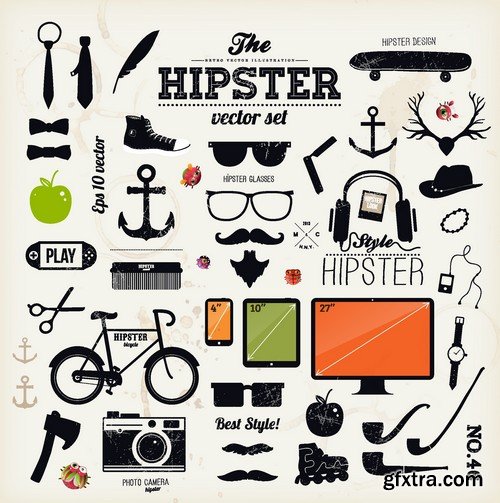 Stock Vectors - Hipster, 25xEPS