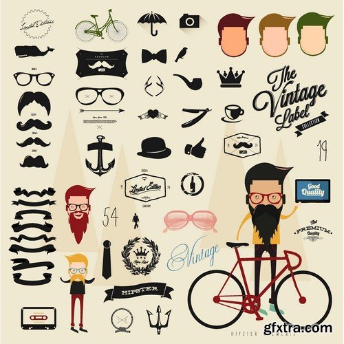 Stock Vectors - Hipster, 25xEPS