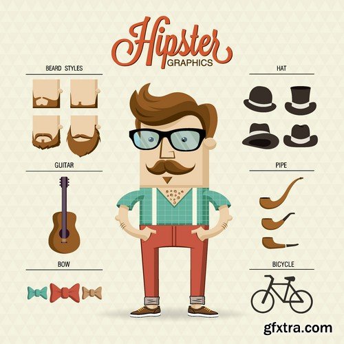 Stock Vectors - Hipster, 25xEPS