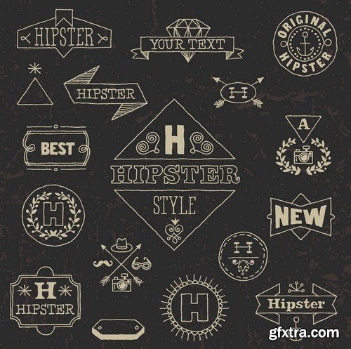 Stock Vectors - Hipster, 25xEPS