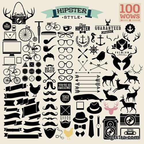 Stock Vectors - Hipster, 25xEPS