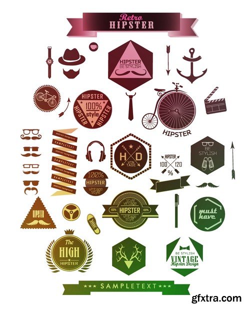 Stock Vectors - Hipster, 25xEPS