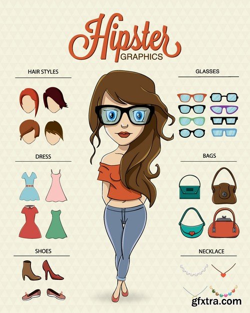 Stock Vectors - Hipster, 25xEPS